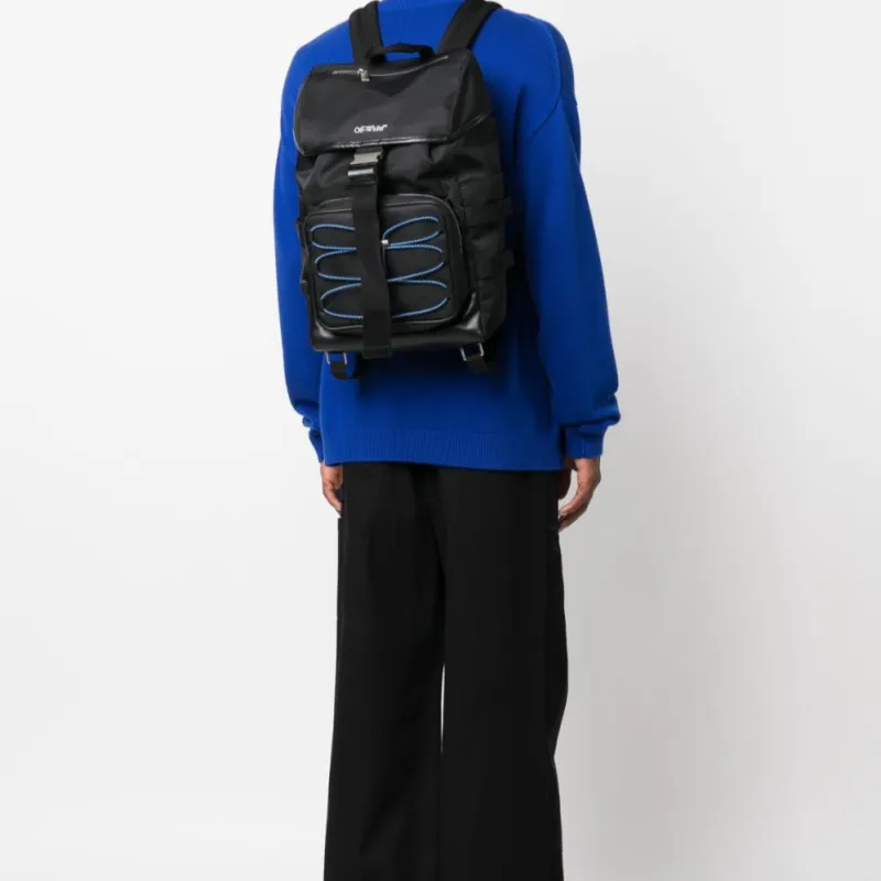 OFF WHITE Courrie Flap Drawstring Backpack Black/Multicolour-2