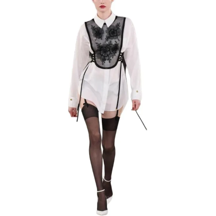 Elisabetta Franchi Logo Embroidered Curved Hem Shirt-4