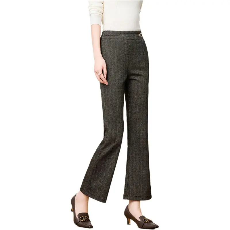 FENHONGMALI Casual Pants Women's Gray-3