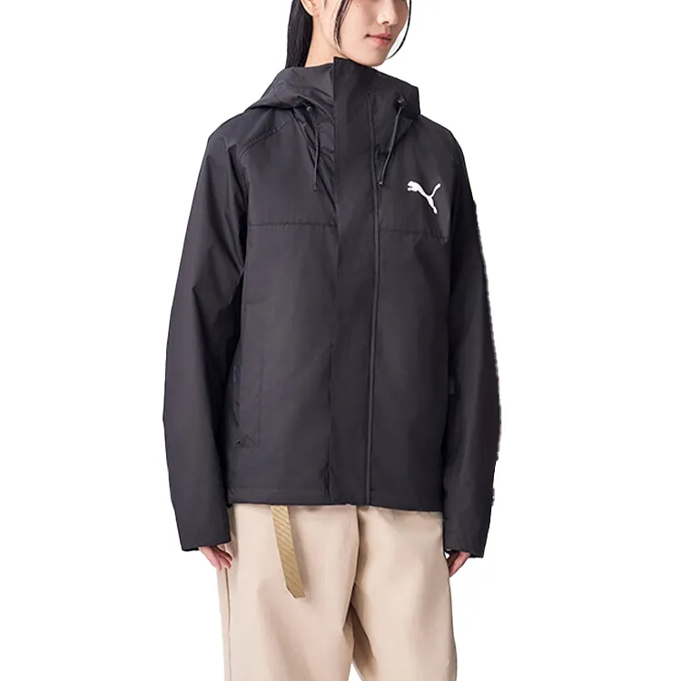 PUMA Outdoor Hiking Keep Warm From The Wind Windbreaker Jacket Unisex Black-2