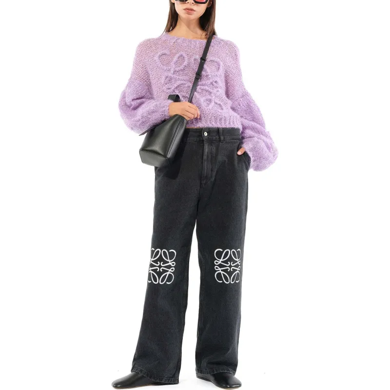 LOEWE Anagram Baggy Jeans 'Black'-3
