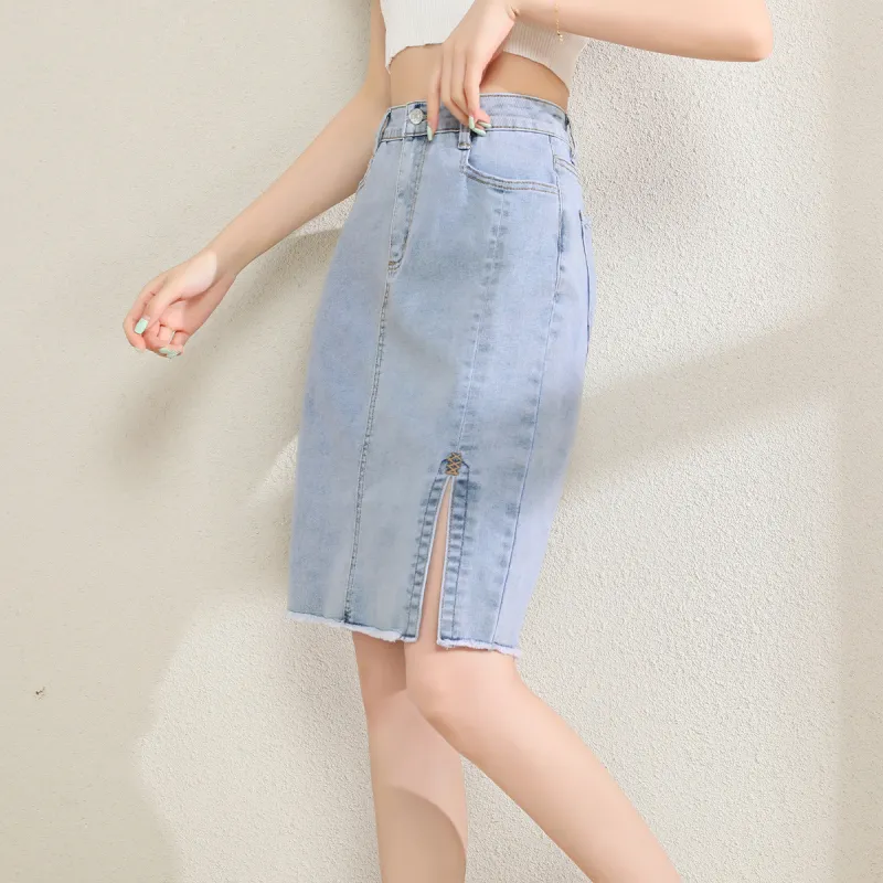 JEANSWEST Denim Short Skirts Women's Light Blue-4