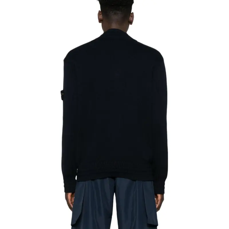 STONE ISLAND Logo Patch V Neck Cardigan-4