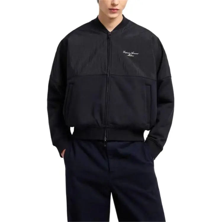 EMPORIO ARMANI Asv Zip up Sweatshirt In Nylon And French Terry Jersey With Logo Embroidery-2