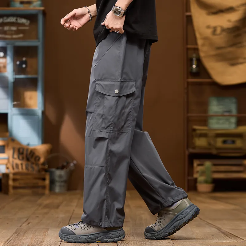 FAIRWHALE Casual Pants Men Stone Gray-1