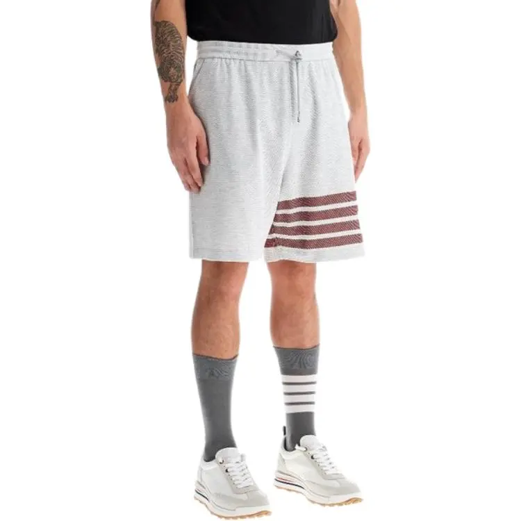 THOM BROWNE 4 Bar Striped Drawstring Track Shorts-3