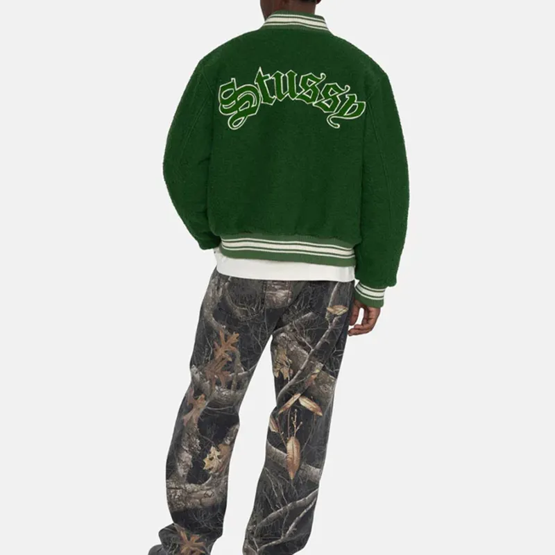 Stussy Casentino Wool Varsity Jacket Black S - POIZON Stussy Casentino Wool Varsity Jacket Black S - POIZON