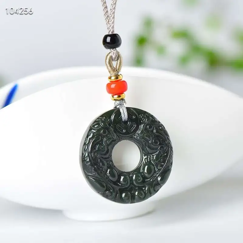 JUNWEN Hetian Jade Necklaces Green Jade Unisex-2