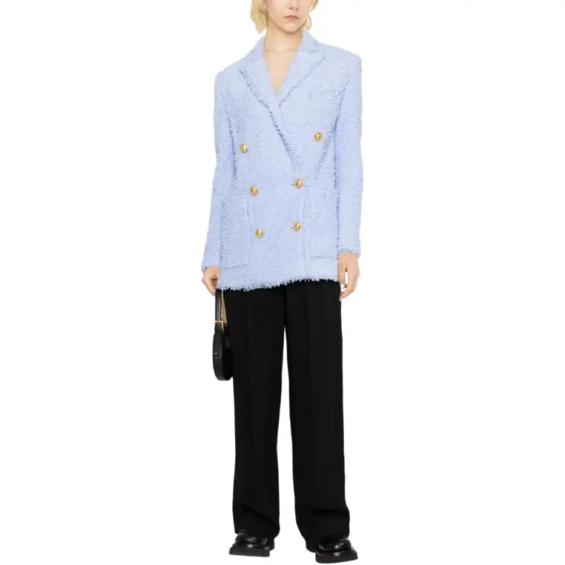 BALMAIN Oversized Double-breasted Tweed Blazer-1
