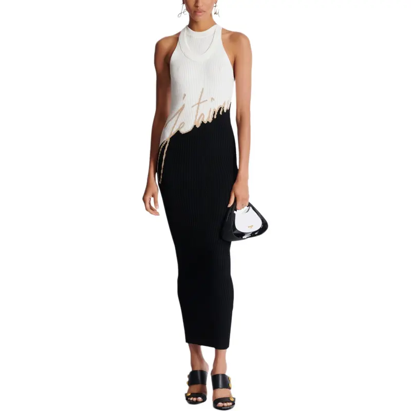 BALMAIN Love Letter Jacquard Long Knit Dress-1