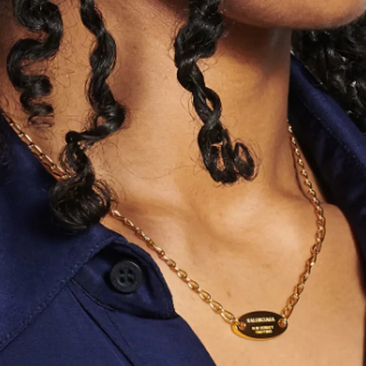 Balenciaga Brass Necklaces Women's Gold-3