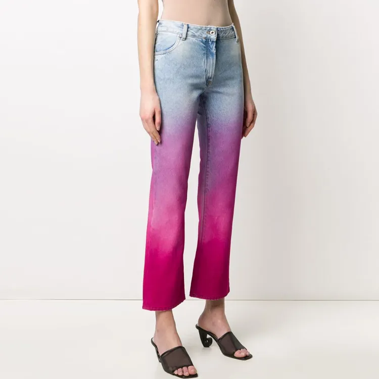 OFF-WHITE Jeans Women's Blue Pink Gradient-3