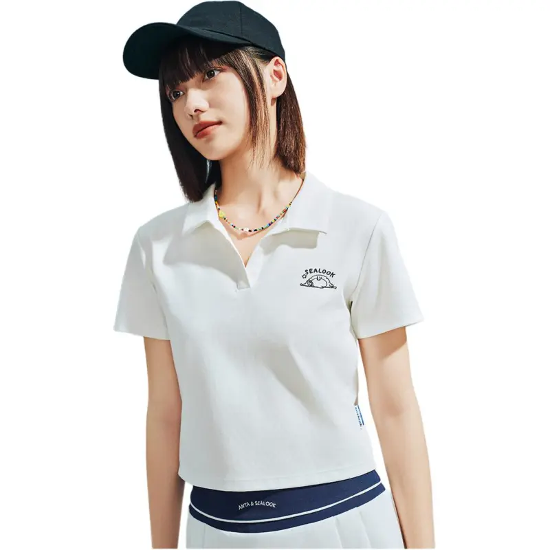 Anta x HAIBAOKANKAN,LIANMINGKUAN Life Collection Polo Shirt Women's Ivory White-1