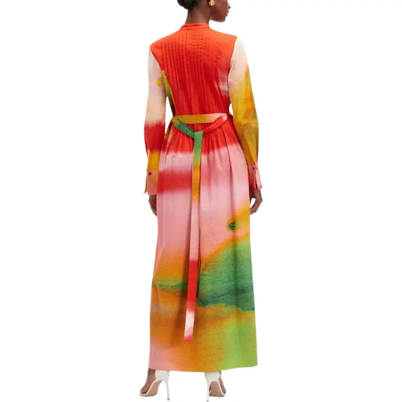 Oscar De La Renta Abstract Watercolor Kaftan-2