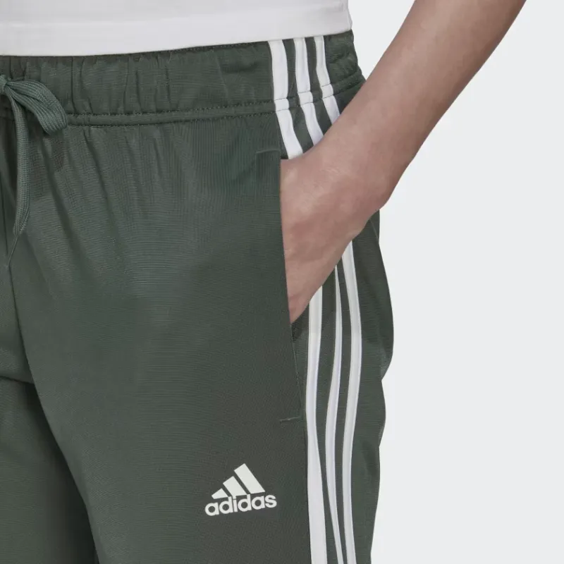 Adidas Essential WARM-UP SLIM TAPERED 3-STRIPES TRACK PANTS Knitted Sports Pants Women's Green-4