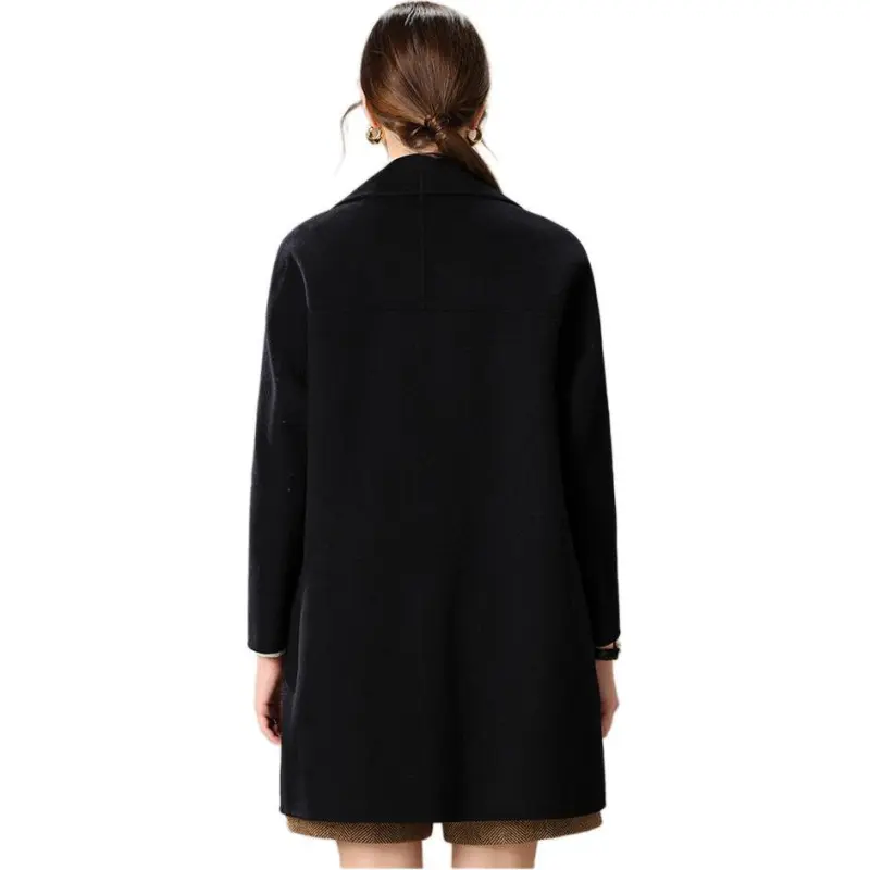 FENHONGMALI Coat Women's Deep Navy Blue-0
