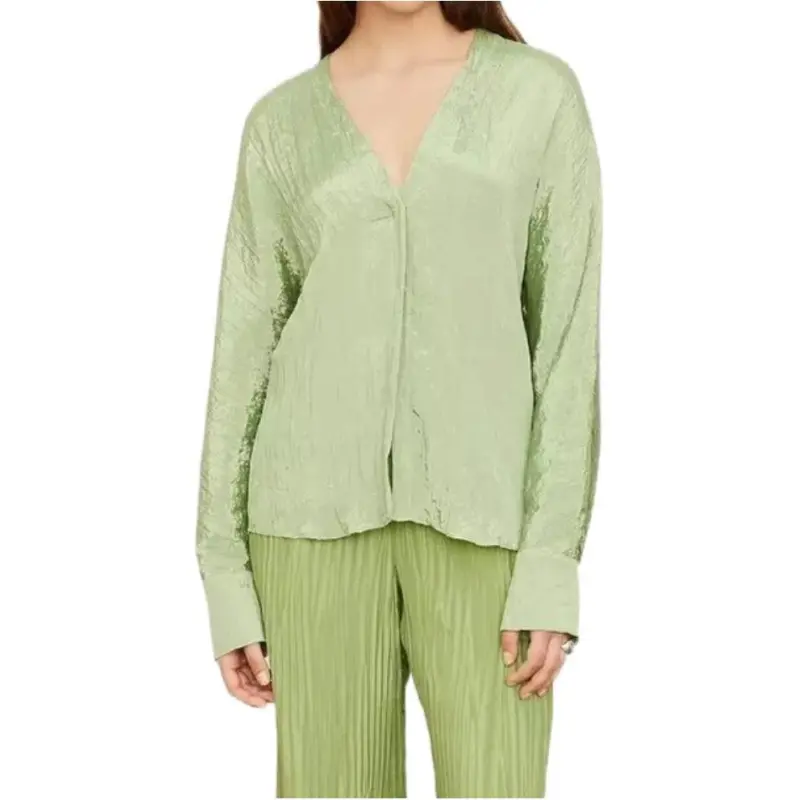 VINCE Crinckle effect V neck Blouse-1