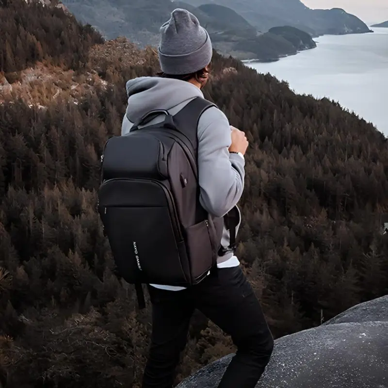 NAYO SMART Polyester Backpack Large Size Unisex Black-3