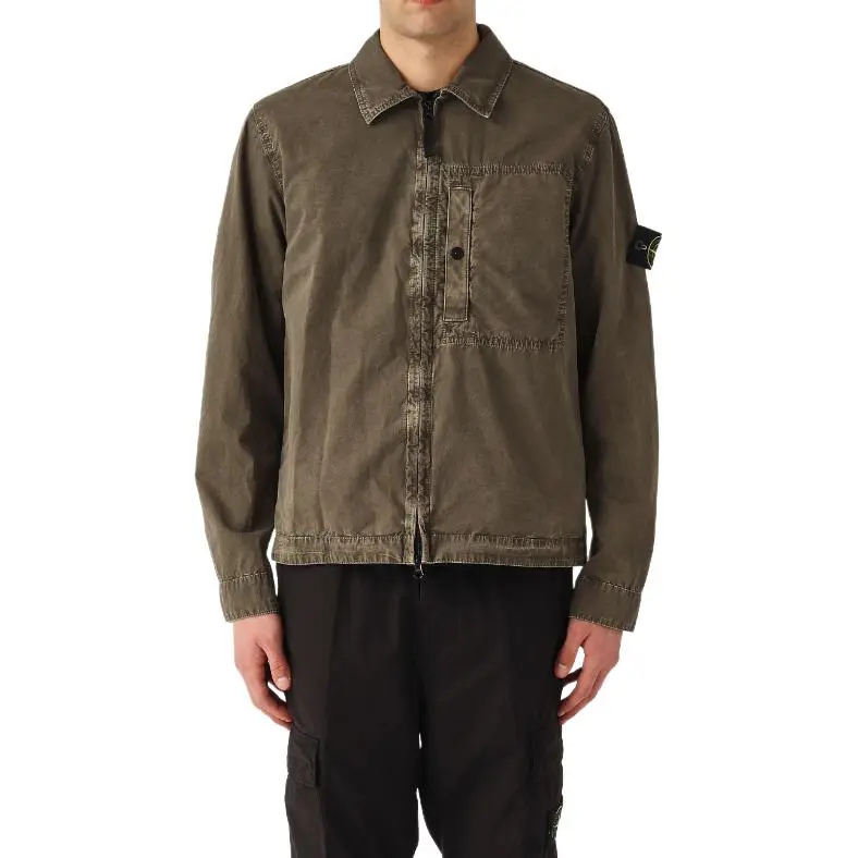 STONE ISLAND Compass Patch Zip Up Shirt Jacket-2