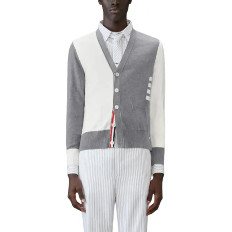 THOM BROWNE 4 Bar Colourblock Button Up Cardigan-3