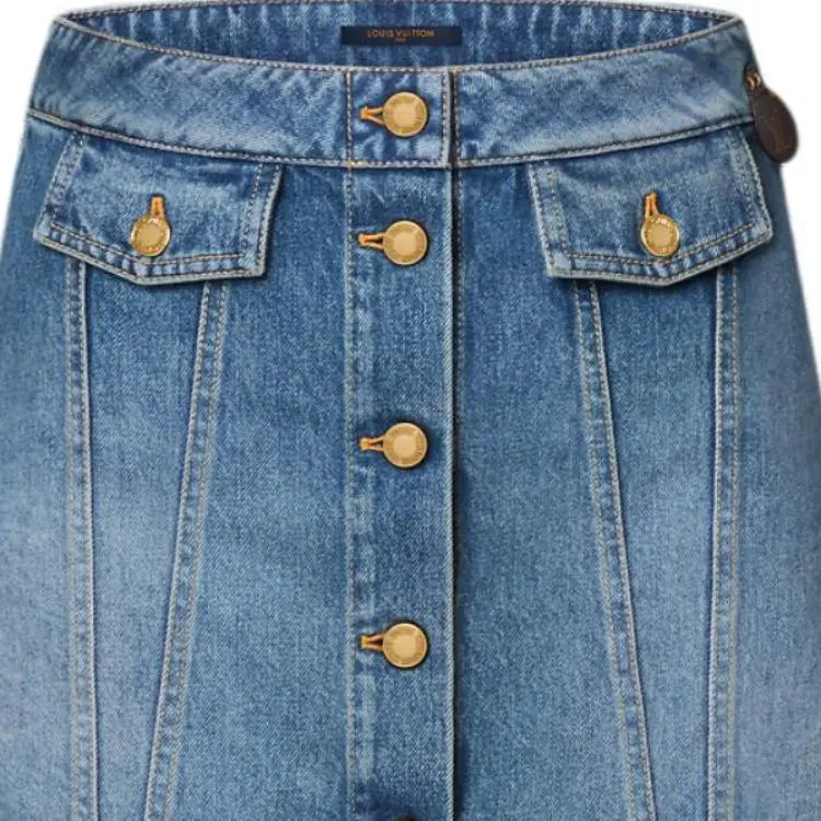 LOUIS VUITTON Button Front Denim Mini Skirt-4