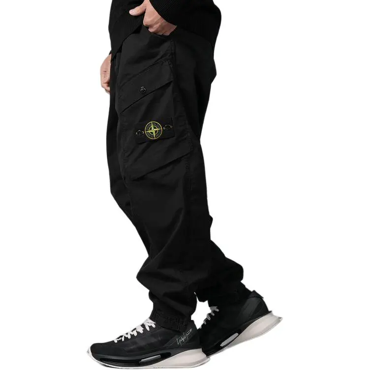 STONE ISLAND Logo Patch Tapered Leg Trousers-11