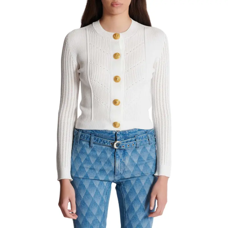BALMAIN Cropped Knit Cardigan-1