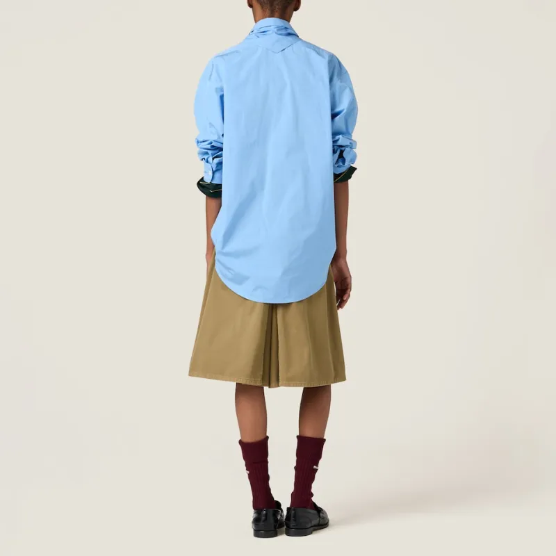 MIU MIU Scarf Detailed Button Up Poplin Shirt-2