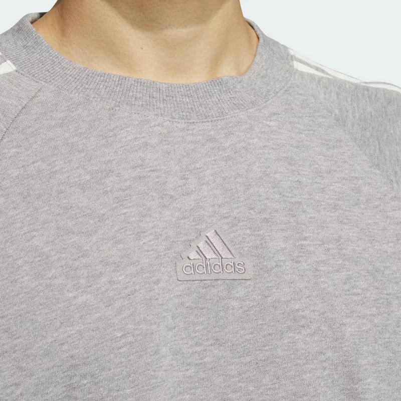 Adidas 3 STRIPES CREW SWEATSHIRT Unisex Medium Heather Gray-4