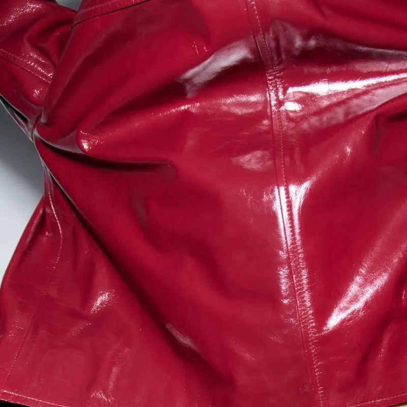 ZARA ZW Series Leather Jacket Women's Bright Red-3