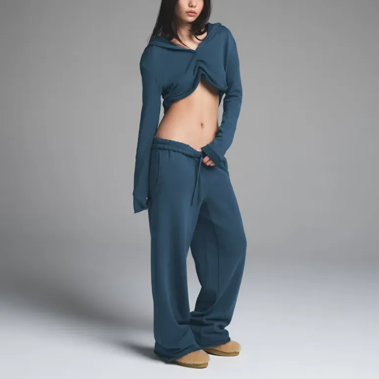SKIMS SS25 FRENCH TERRY WIDE LEG PANT Casual Pants Women's INDIGO/Indigo-3