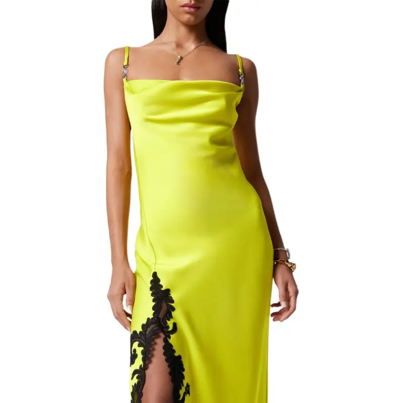 VERSACE Barocco lace Embellished Satin Midi Dress-2