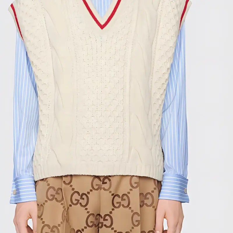 GUCCI Wool Cable Knit Vest-2