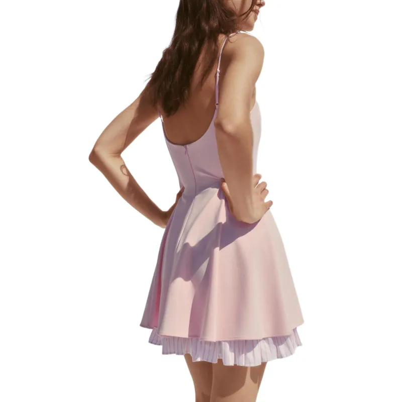 ZARA Slip Dress Women's Light Pink Red-4