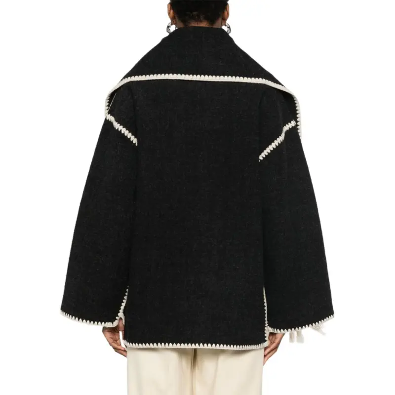 TOTEME Dropped Shoulder Fringed Edge Scarf Jacket-4