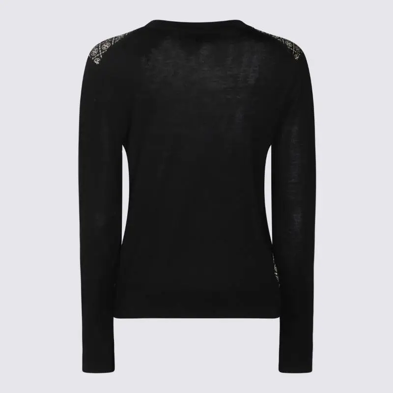 TORY BURCH Logo Detailed V Neck Cardigan-10