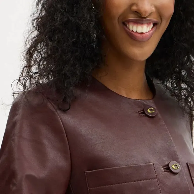 COACH FW24 Puffer Jacket Women's Burgundy Color-3