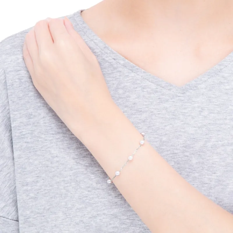 MIKIMOTO 18K White Gold Akoya Pearl Bracelets Women's Silver-1