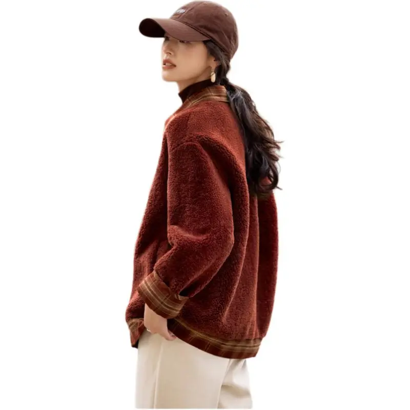 Mo Han Yi Mei Velvet feel Coat Women's Vintage Red-2