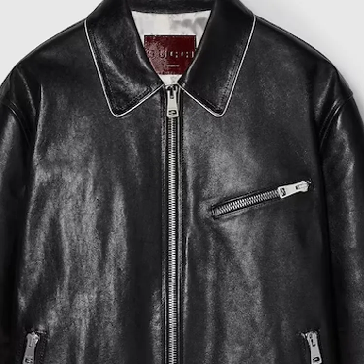 GUCCI Leather Jacket Women's Black-1