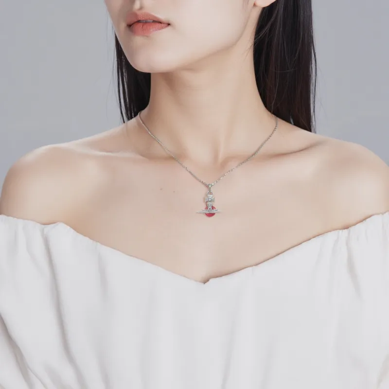 Vivienne Westwood Brass Necklaces Unisex Red Silver-5