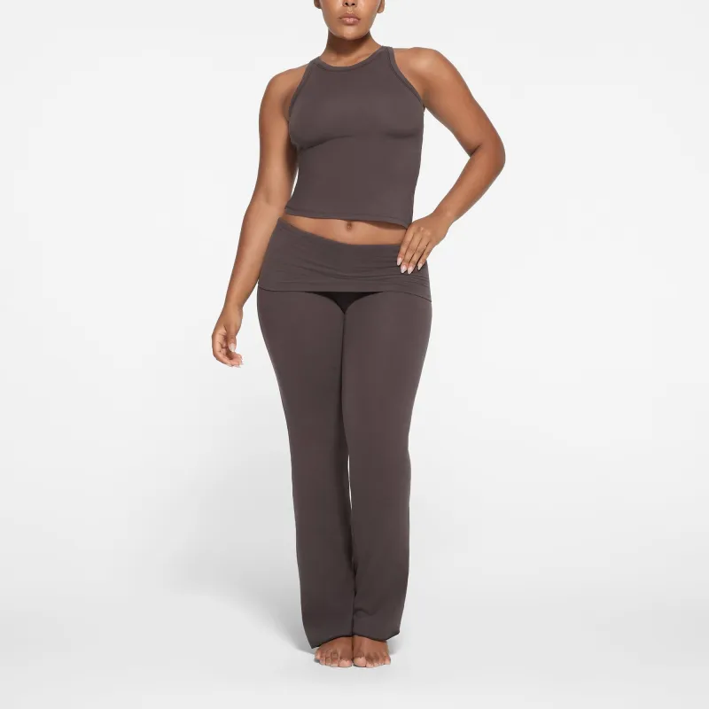 SKIMS Fake Day Collection FW24 COTTON JERSEY FOLDOVER PANT Casual Pants Women's Iron/Gray-1