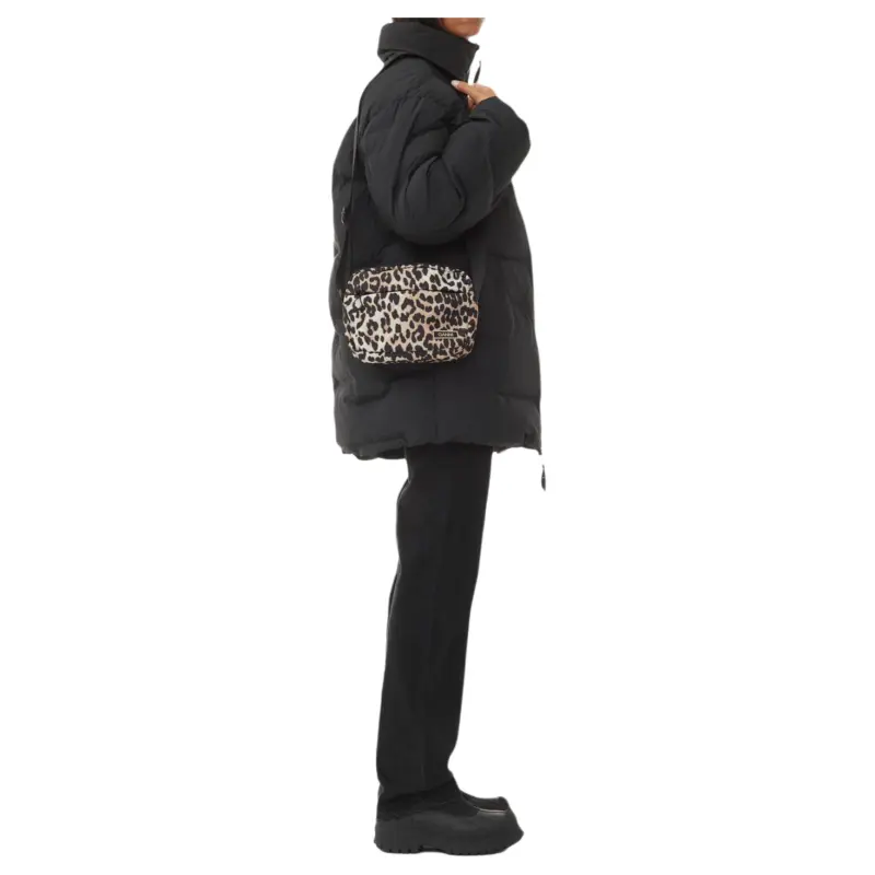GANNI Recycled Polyester Shoulder Bag, Crossbody Bag Regular Women's Leopard Print-1