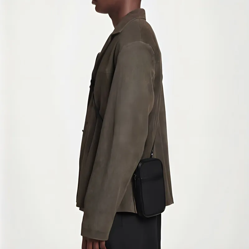 COS Canvas Bag, One Shoulder Crossbody, Cell Phone Pouch Small Size Men's Black-3