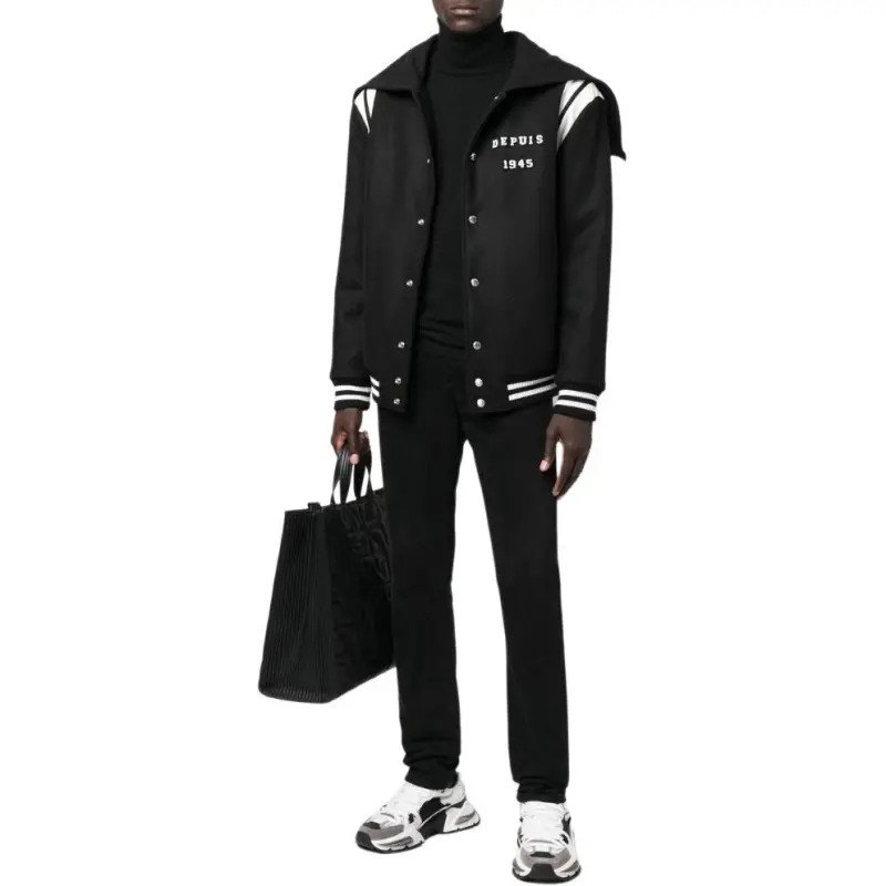 BALMAIN Hooded Wool Varsity Jacket-3