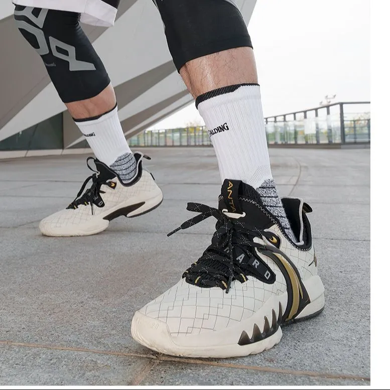 SPALDING Professional Basketball Socks Trendy Versatile Warm And Elite Compression Unisex 3 Pack White/Black-11