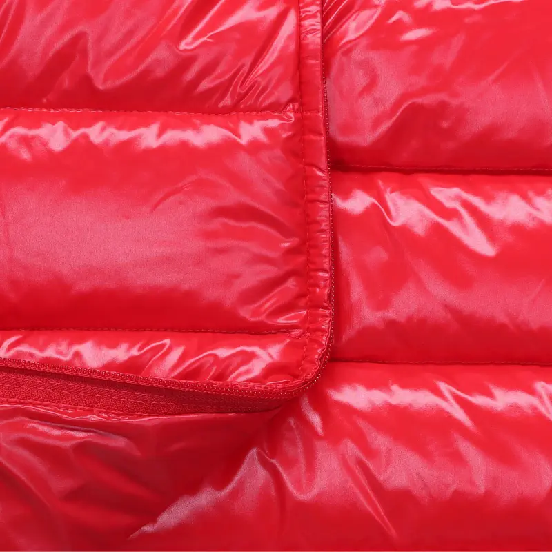 Moncler Letter Solid Color Shiny Stand Collar Down Jacket Men's Red-3