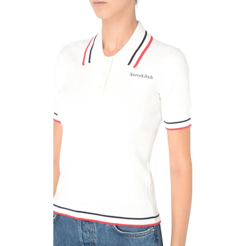 SPORTY & RICH Logo Detailed Short Sleeved Polo Top-3