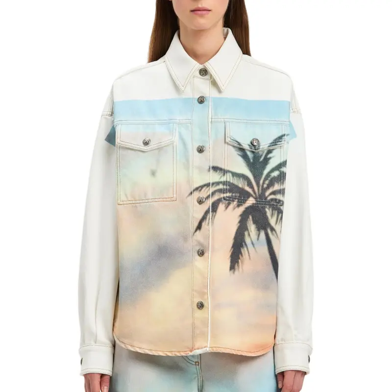 PALM ANGELS Sunrise Palm Denim Overshirt-3