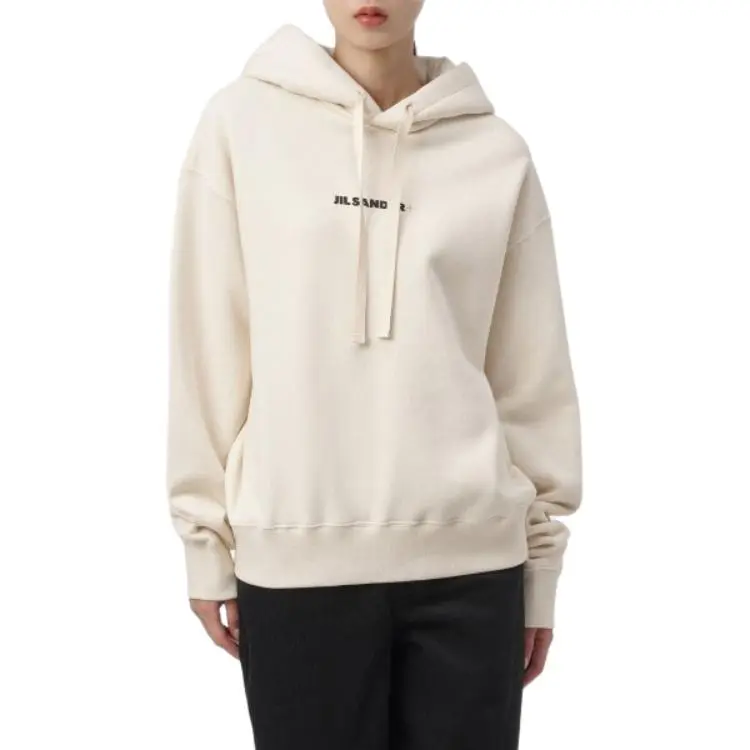 JIL SANDER + Logo Printed Drawstring Hoodie-5